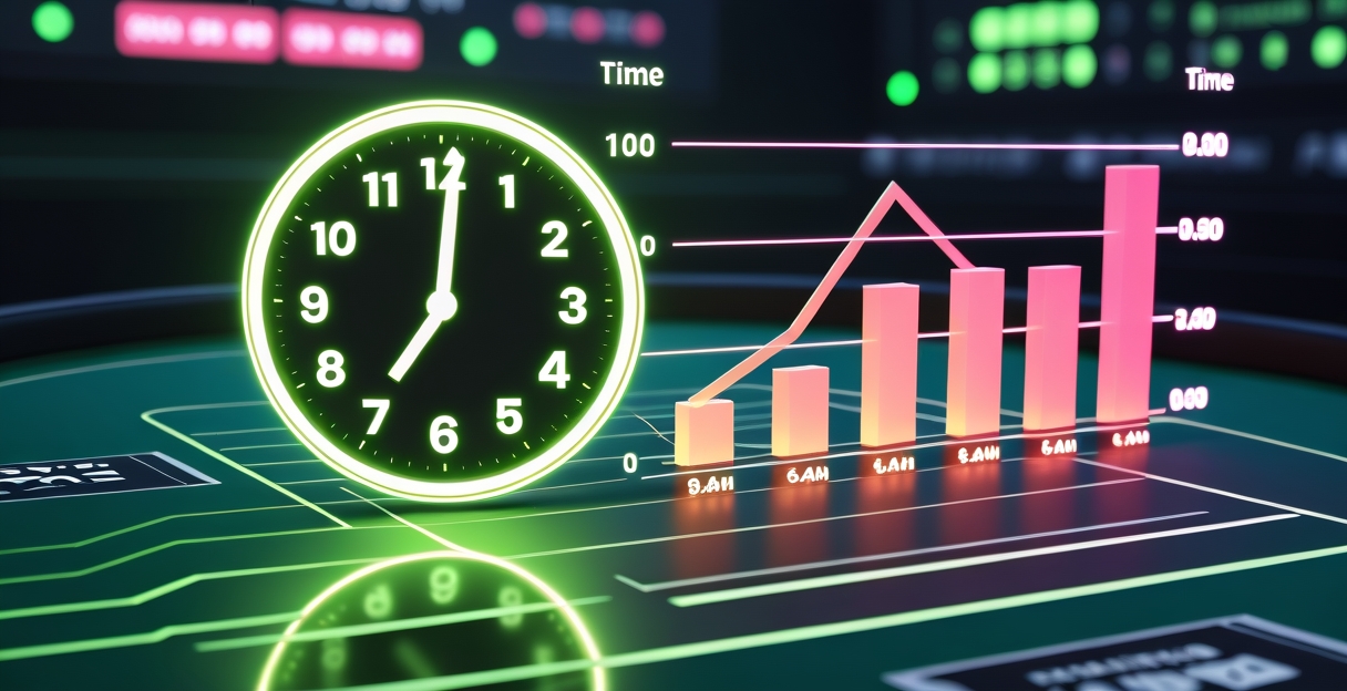 Đồng hồ và bàn tài xỉu online hiển thị khung giờ tối ưu chơi cược